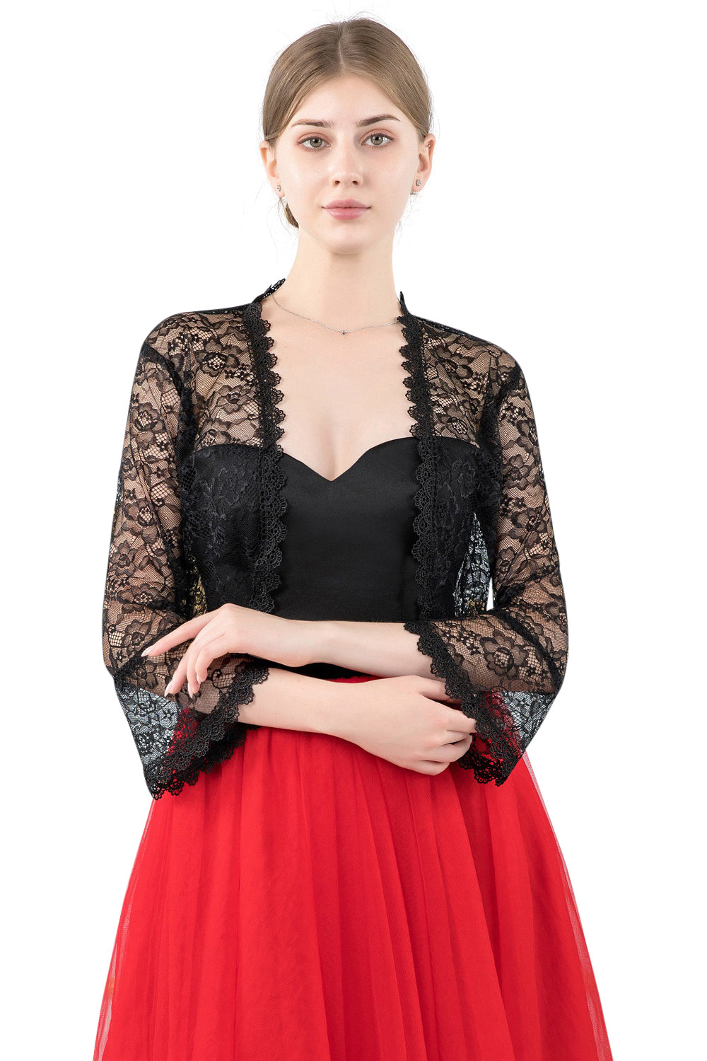 Ladies black lace cardigan best sale