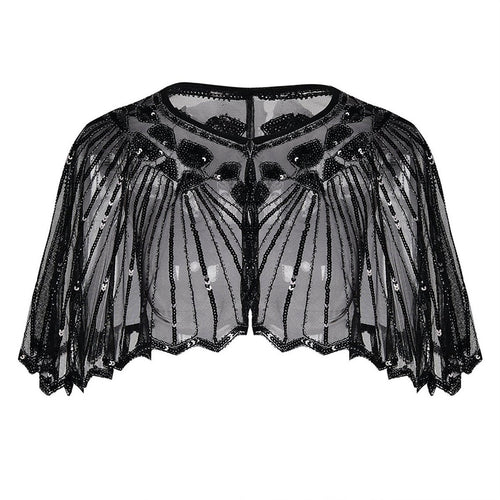 Black 1920s Sequin Capelet