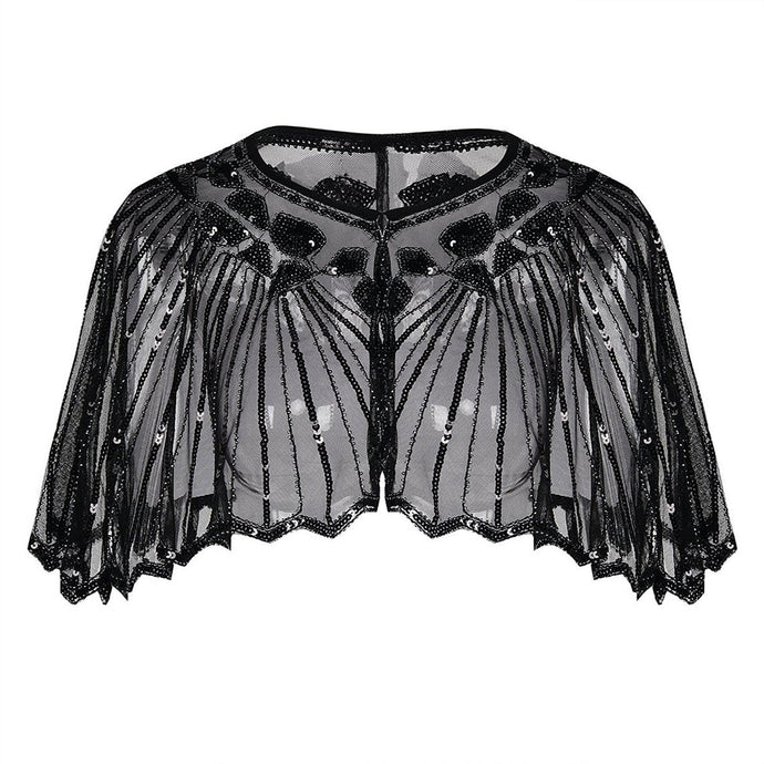 Black 1920s Sequin Capelet