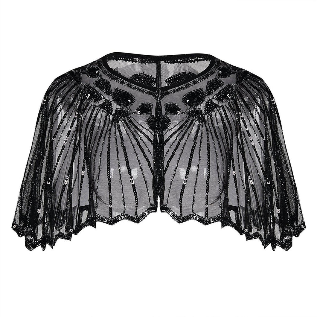 Black 1920s Sequin Capelet