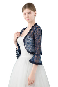 Navy Blue Lace Open Cardigan