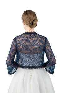Navy Blue Lace Open Cardigan