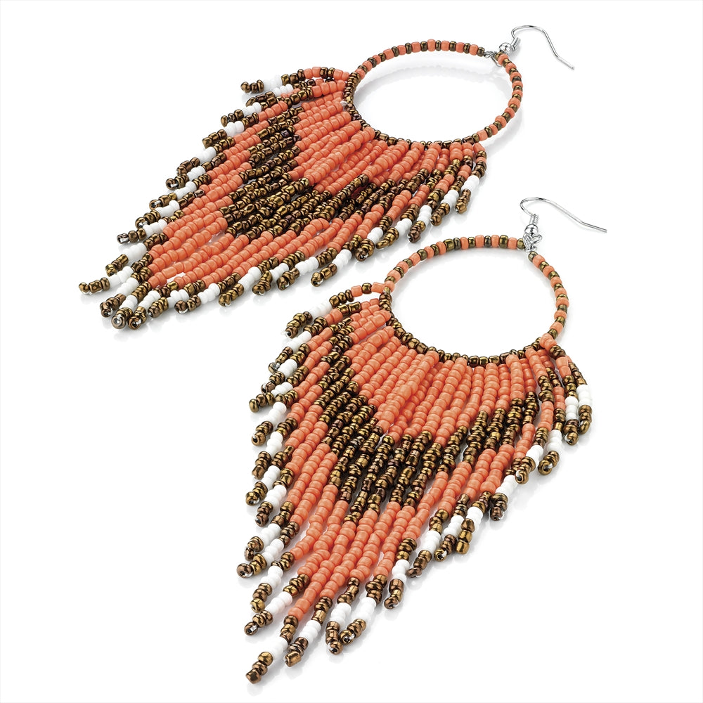 Large Coral Bead Earrings