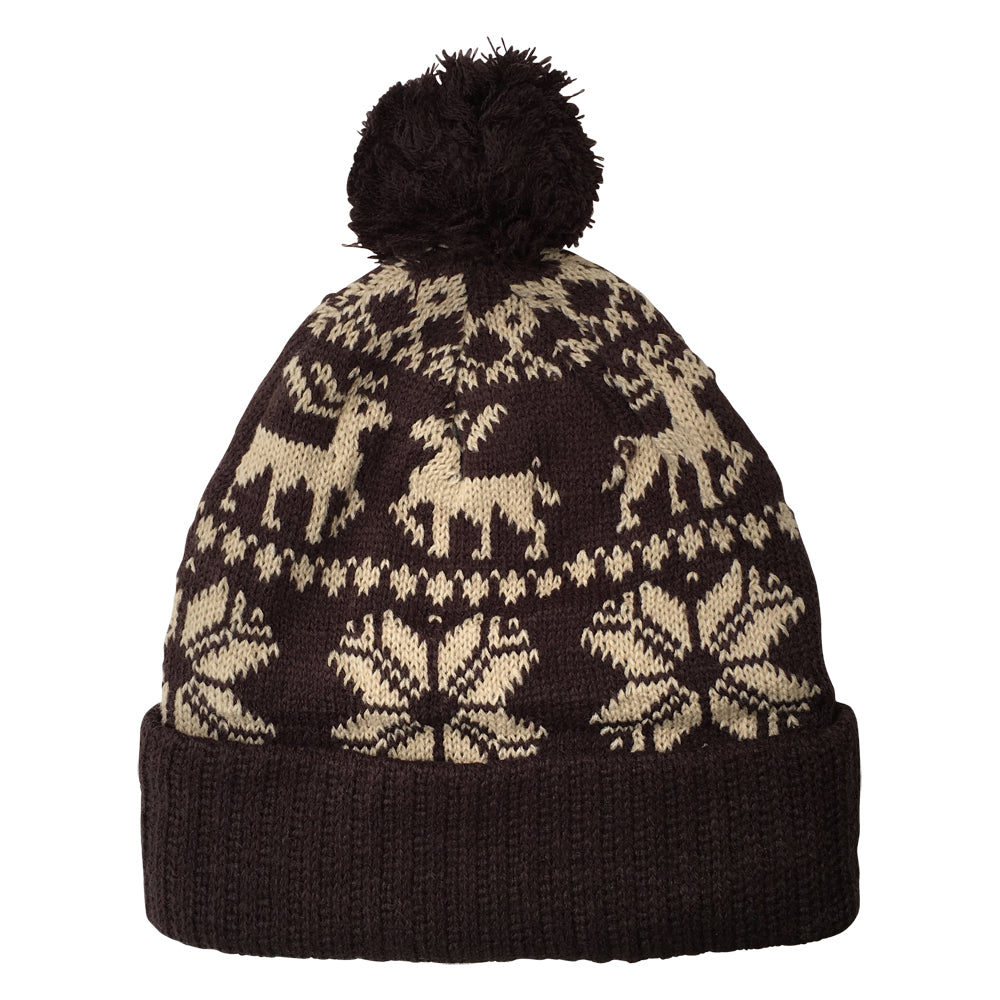 Brown Christmas Knit Beanie Hat
