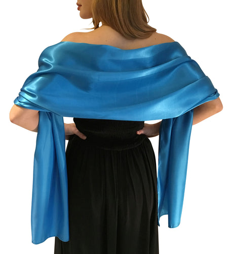 Turquoise Blue Satin Wedding Wrap