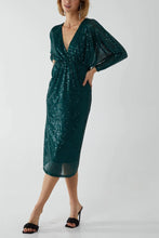Load image into Gallery viewer, Emerald Green Sequin Dress