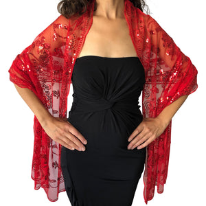 Red Sequin Shawl