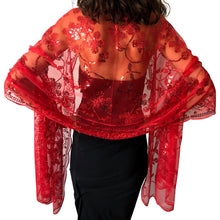 Load image into Gallery viewer, Red Sequin Shawl