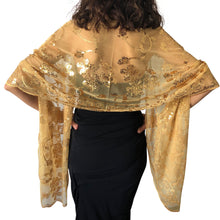 Load image into Gallery viewer, Gold Sequin Shawl
