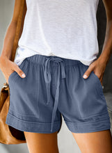 Load image into Gallery viewer, Womens Linen Feel Blue Shorts
