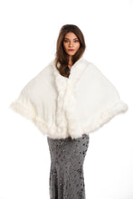 Load image into Gallery viewer, White Faux Fur Cape Cardigan