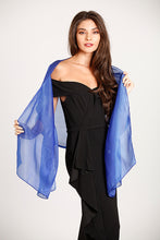 Load image into Gallery viewer, Iridescent Royal Blue Silky Wedding Wrap Shawl Scarf