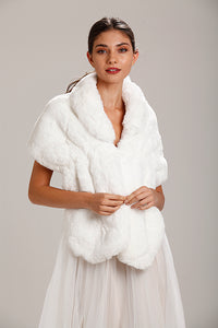 White Fur Shawl With Collar