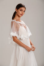 Load image into Gallery viewer, Ivory Lace &amp; Chiffon Bridal Capelet