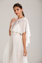 Load image into Gallery viewer, White Chiffon Cape With Lace Trim