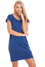 Load image into Gallery viewer, Blue Striped Maternity &amp; Breastfeeding Dress