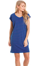 Load image into Gallery viewer, Blue Striped Maternity &amp; Breastfeeding Dress