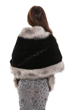 Load image into Gallery viewer, Black &amp; Grey Faux Fur Shawl