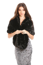 Load image into Gallery viewer, Black Fur Shawl With Collar