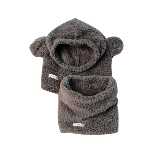 Baby Kids Teddy Bear Fleece Hat & Snood Set