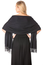 Load image into Gallery viewer, Black Cashmere Pashmina Shawl Scarf
