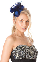 Load image into Gallery viewer, Blue Satin Fascinator