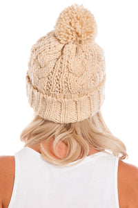 Beige Cable Knit Beanie