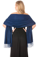 Load image into Gallery viewer, Navy Blue Cashmere Pashmina Shawl Scarf