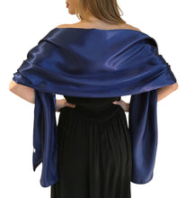 Load image into Gallery viewer, Navy Blue Satin Wedding Wrap