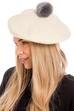 Load image into Gallery viewer, Cream Pom Pom Beret