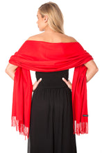 Load image into Gallery viewer, Scarlet Red Cashmere Pashmina Shawl Scarf