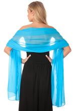 Load image into Gallery viewer, Turquoise Blue Chiffon Shawl