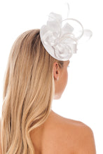 Load image into Gallery viewer, White Satin Fascinator
