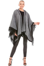 Load image into Gallery viewer, Hooded Grey Blanket Wrap Shawl
