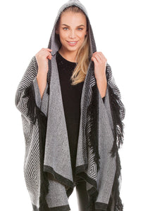 Hooded Grey Blanket Wrap Shawl