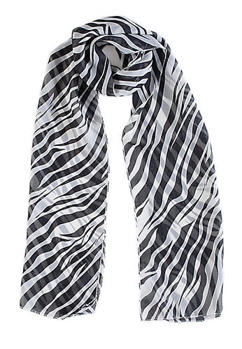 Black & White Zebra Print Chiffon Scarf
